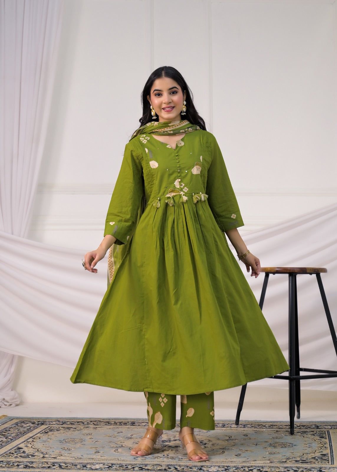 Floral Printed Anarkali Suit Set