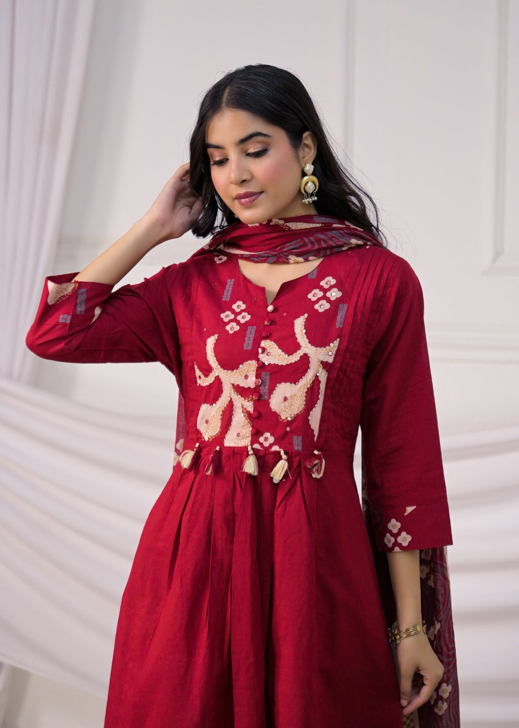 Floral Printed Anarkali Suit Set
