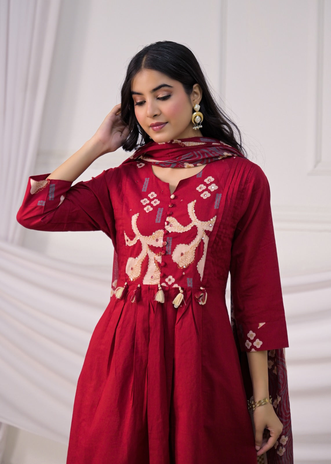 Floral Printed Anarkali Suit Set