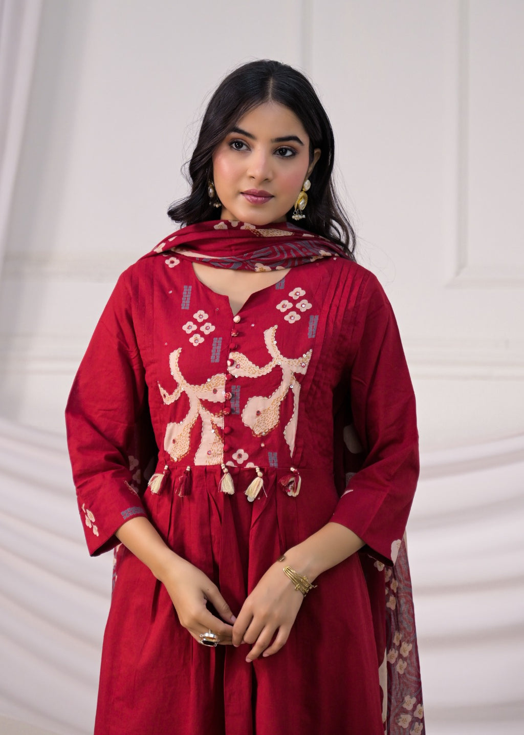 Floral Printed Anarkali Suit Set