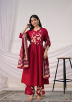 Floral Printed Anarkali Suit Set