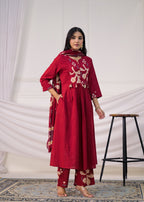 Floral Printed Anarkali Suit Set