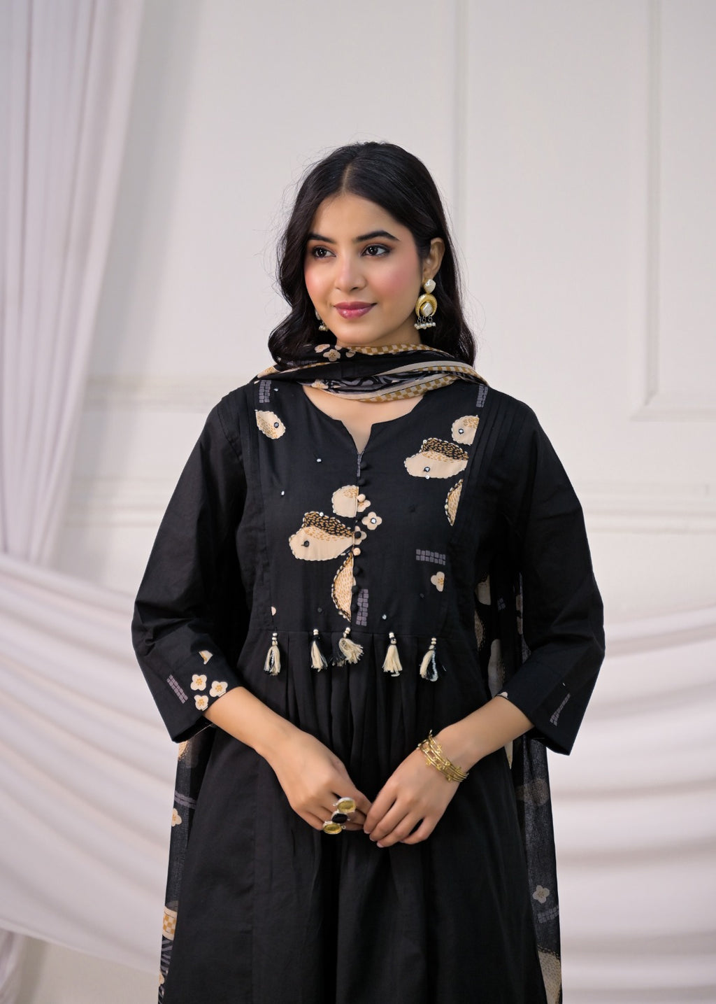 Floral Printed Anarkali Suit Set