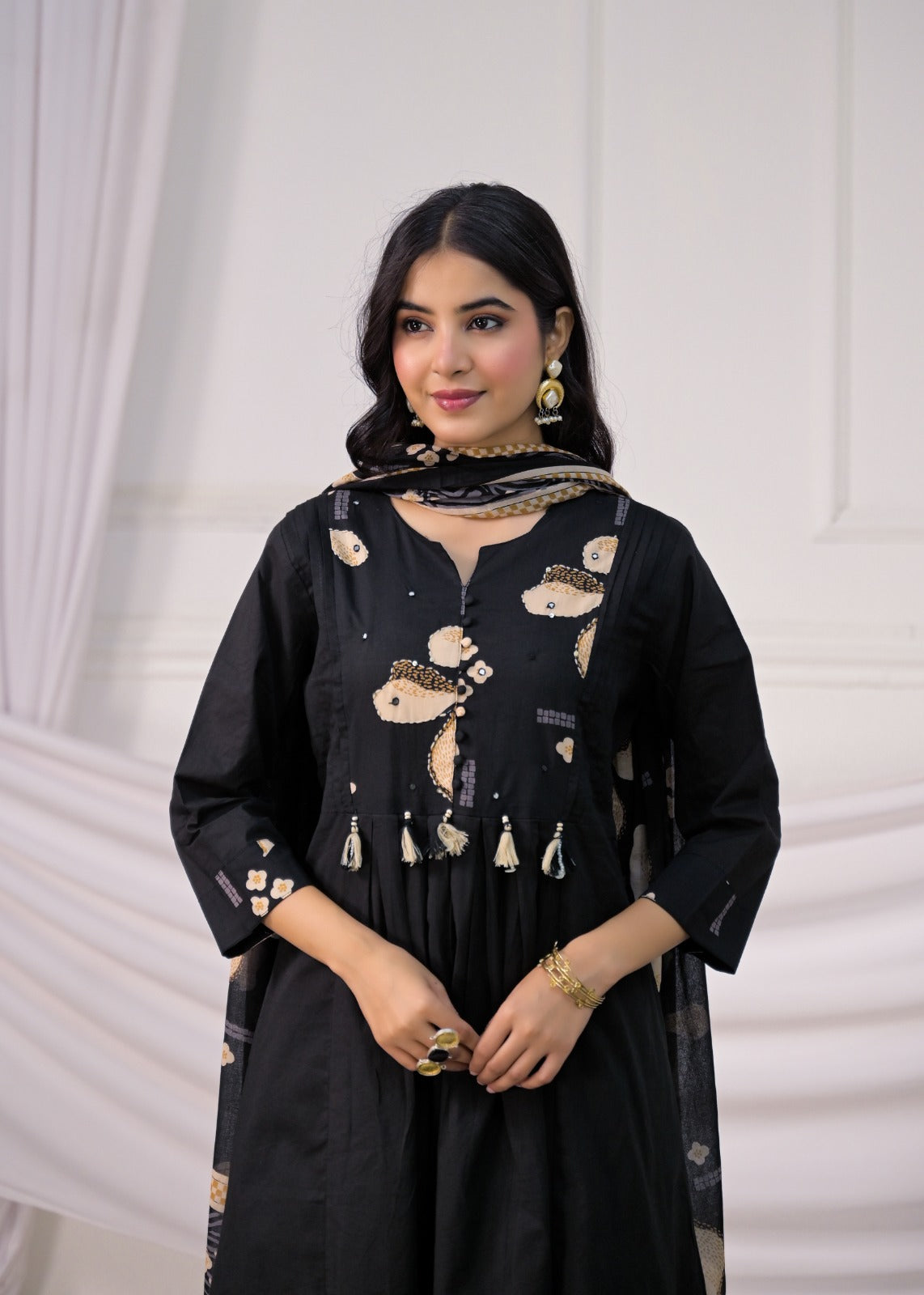 Floral Printed Anarkali Suit Set