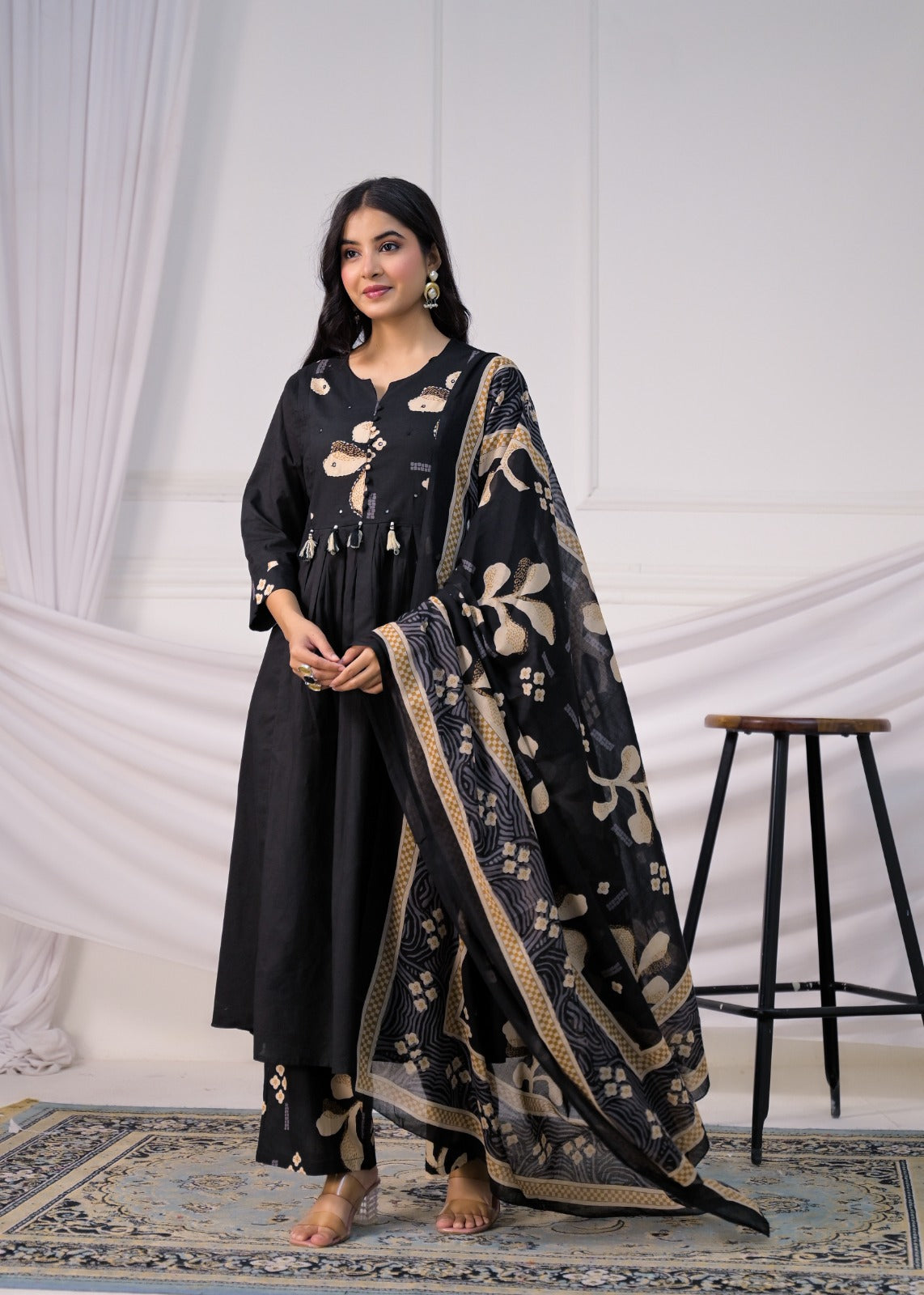 Floral Printed Anarkali Suit Set