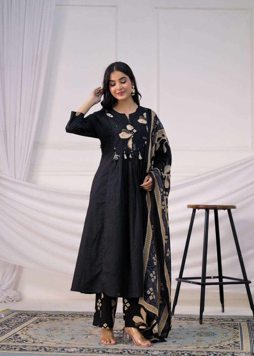 Floral Printed Anarkali Suit Set