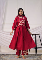 Floral Printed Anarkali Suit Set