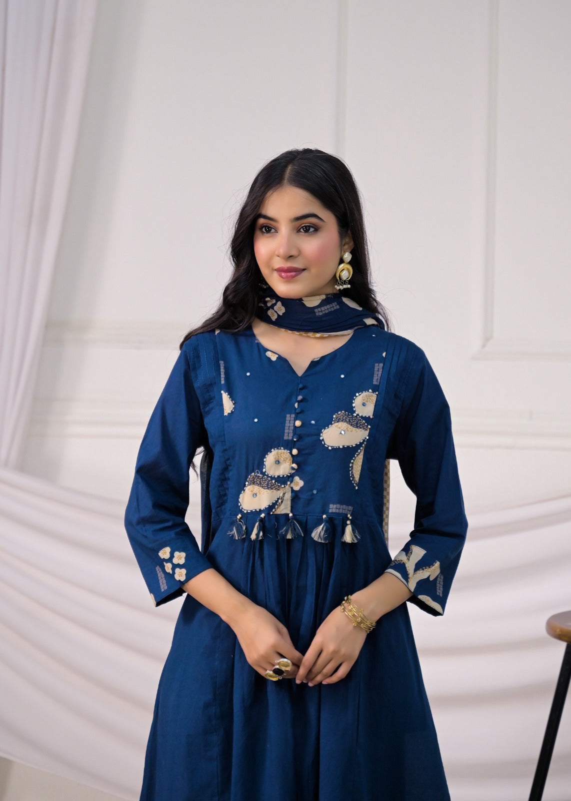 Floral Printed Anarkali Suit Set