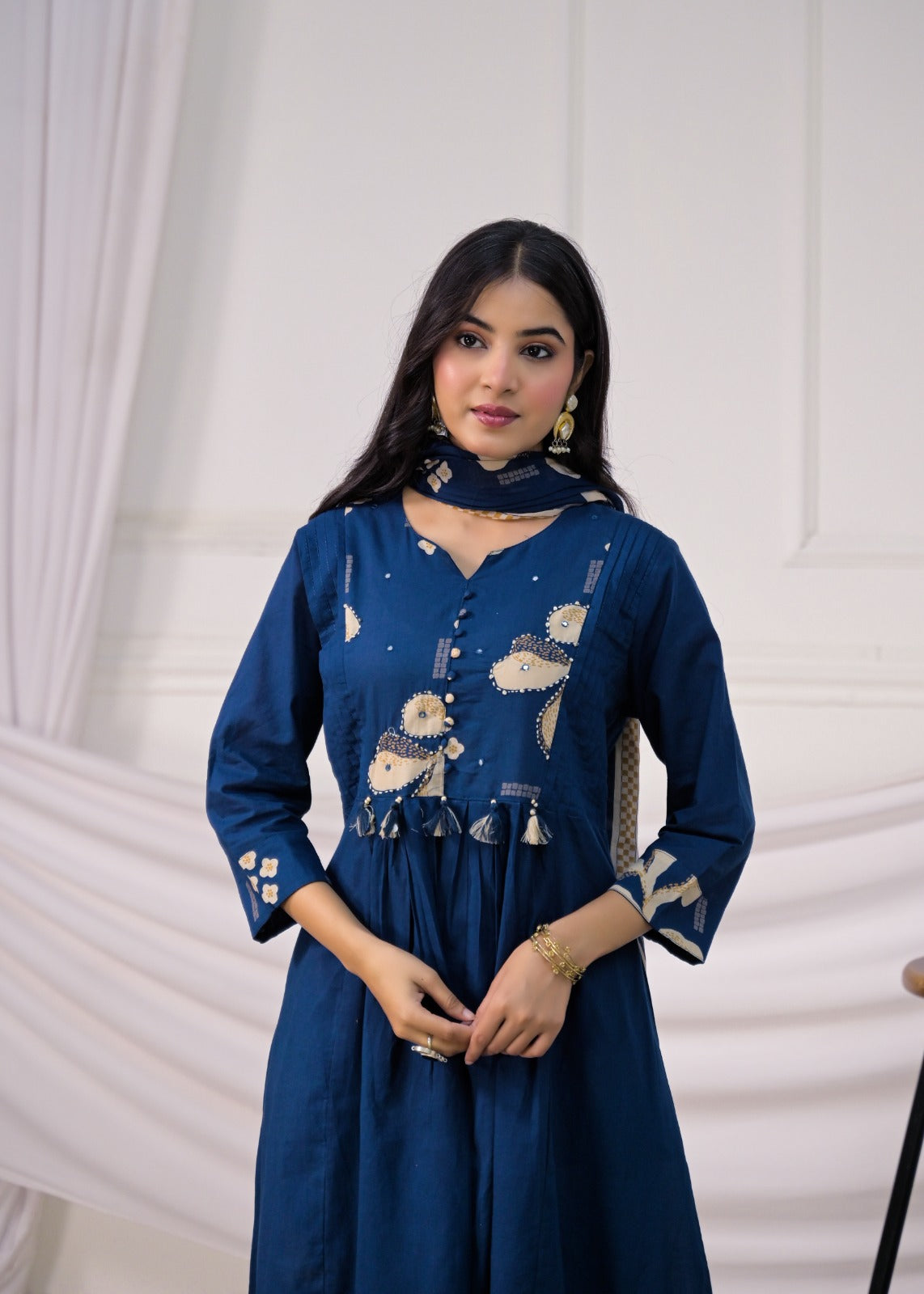 Floral Printed Anarkali Suit Set
