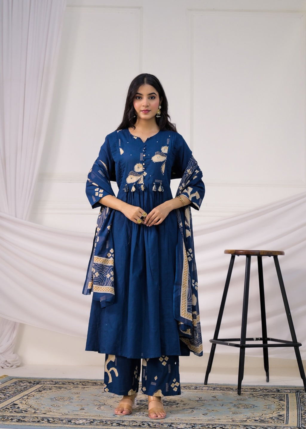 Floral Printed Anarkali Suit Set
