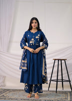 Floral Printed Anarkali Suit Set