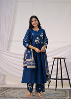 Floral Printed Anarkali Suit Set