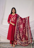 Floral Printed Anarkali Suit Set