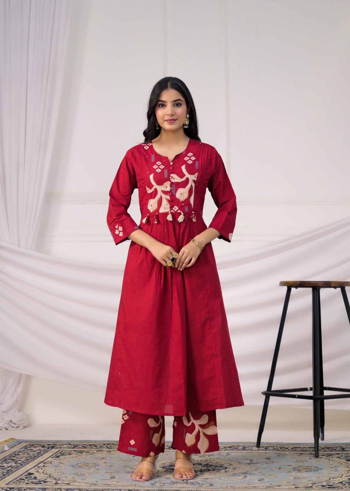Floral Printed Anarkali Suit Set