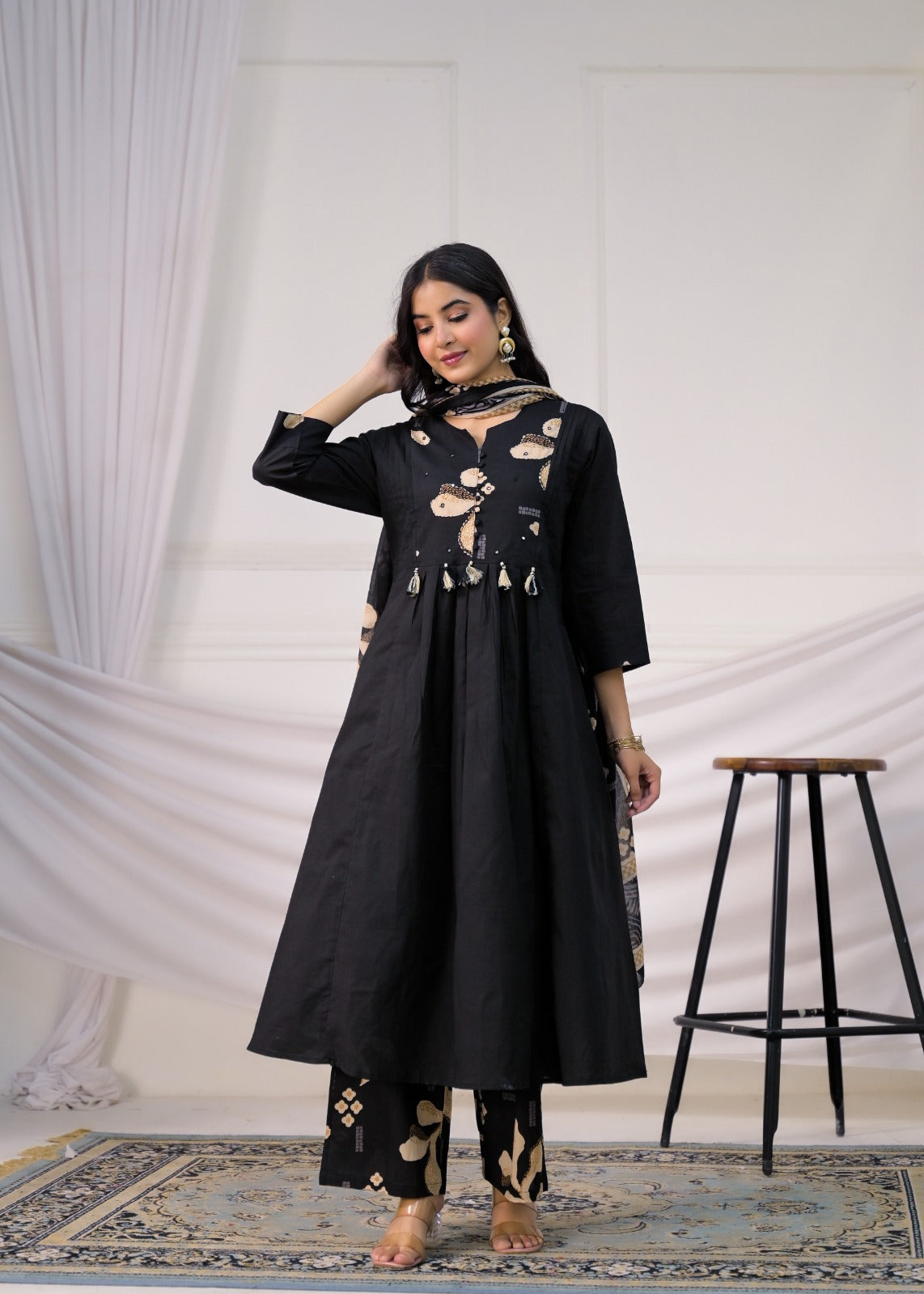 Floral Printed Anarkali Suit Set
