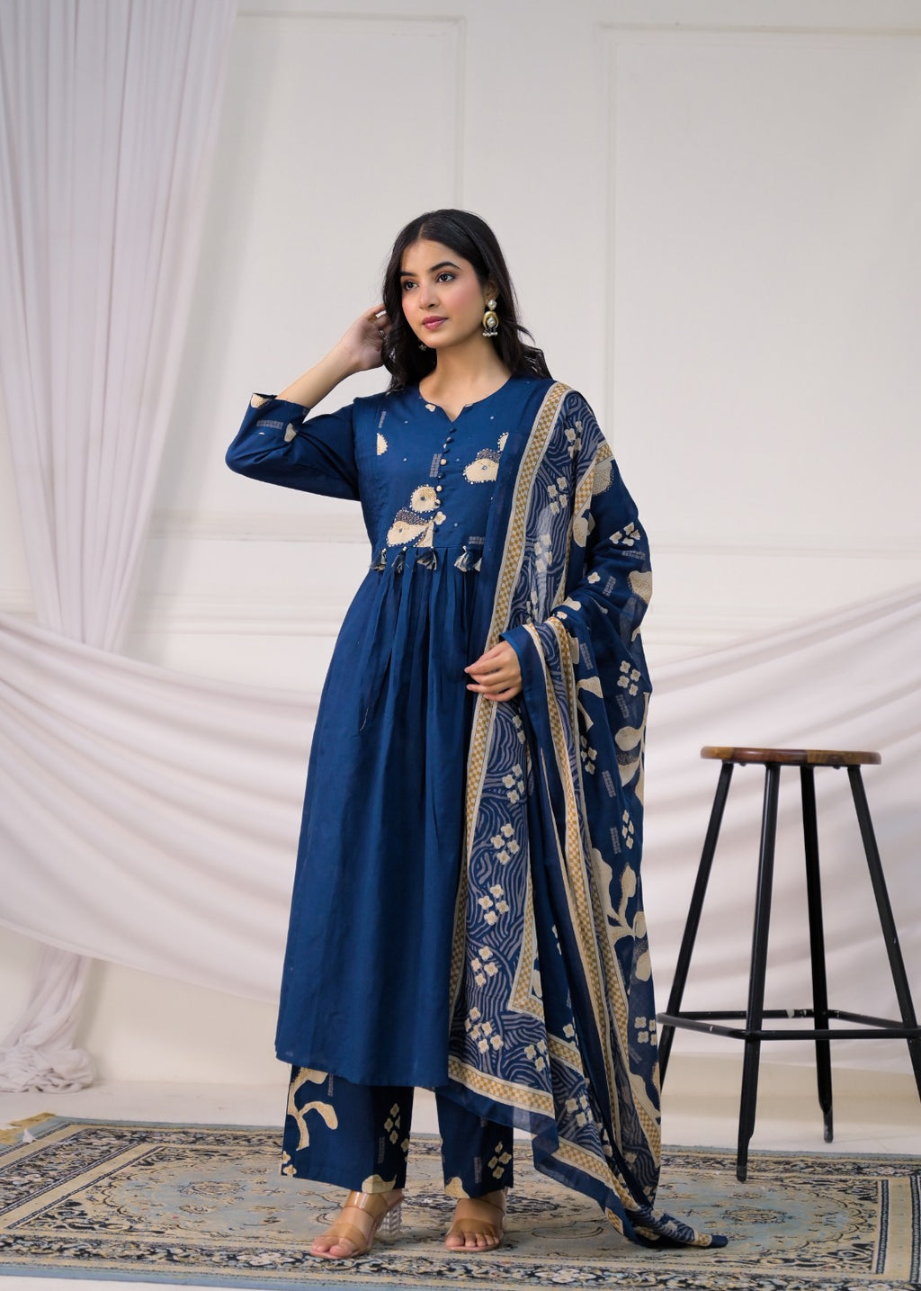 Floral Printed Anarkali Suit Set