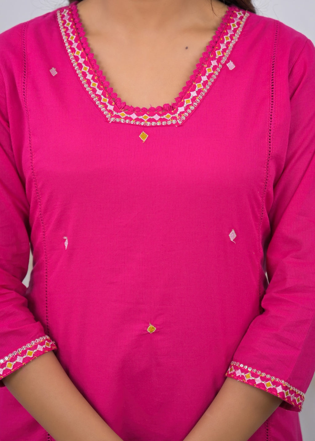 Embroidered Straight Kurta Pant Set with Dupatta