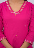 Embroidered Straight Kurta Pant Set with Dupatta