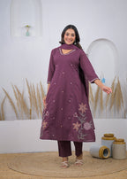 Embroidered Straight Kurta Pant Set with Dupatta