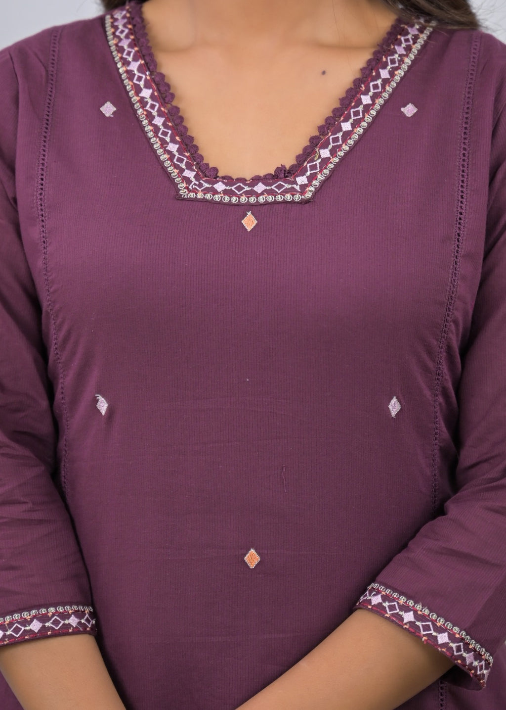 Embroidered Straight Kurta Pant Set with Dupatta