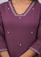 Embroidered Straight Kurta Pant Set with Dupatta