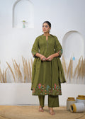 Embroidered A-Line Kurta Pant Dupatta Set