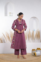 Floral Printed Anarkali Kurta Pant Dupatta Set