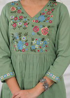 Pastel Lavender Embroidered Anarkali Kurta Pant Dupatta Set