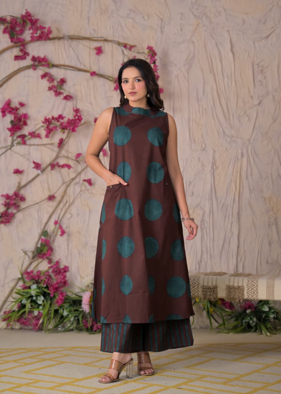 Printed Sleeveless Kurta with Palazzo Set