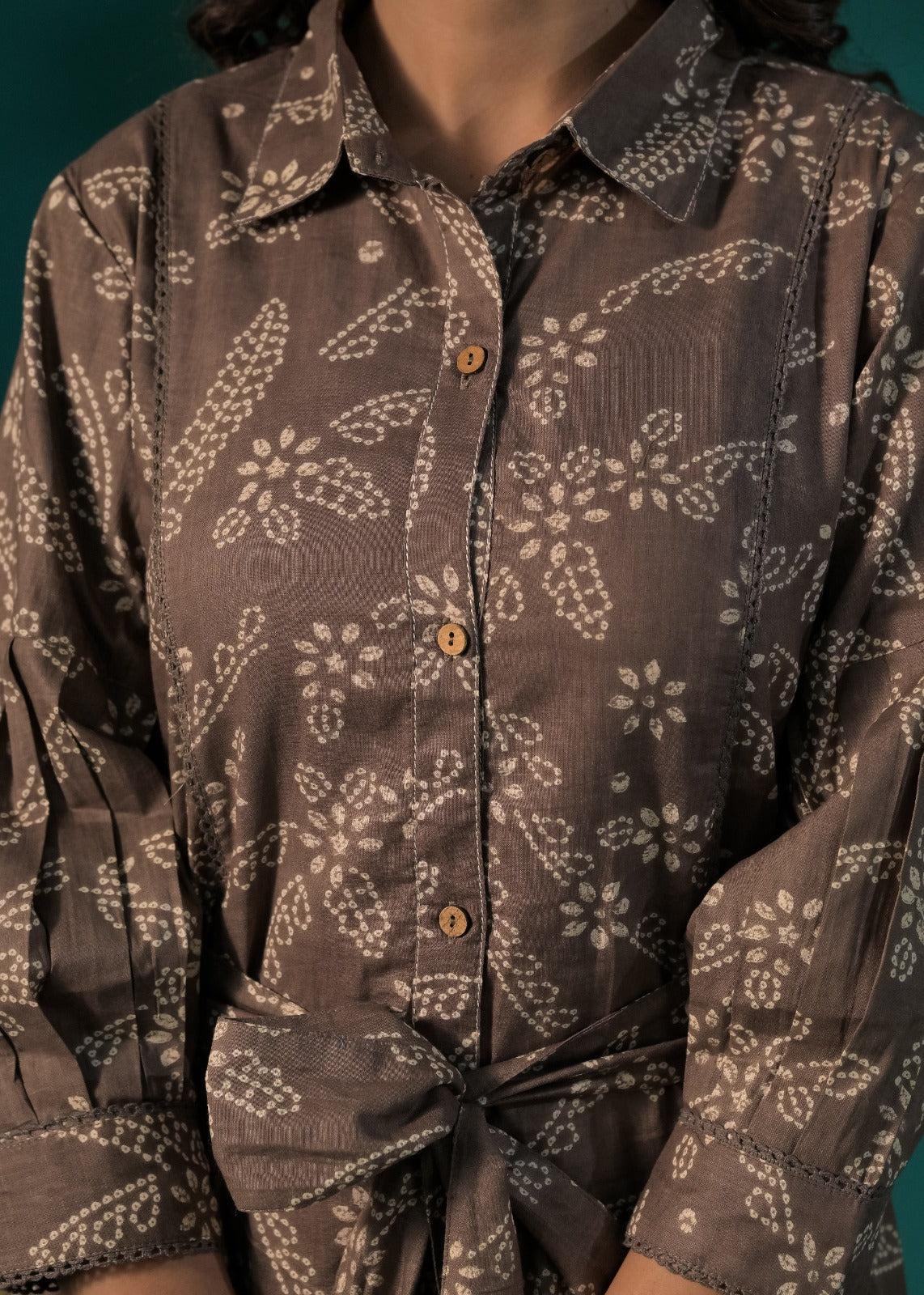 Floral Printed Shirt-Style Flared Midi Dress