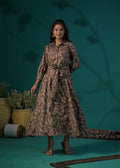 Floral Printed Shirt-Style Flared Midi Dress