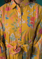 Floral Printed Shirt-Style Maxi Dress