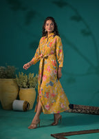 Floral Printed Shirt-Style Maxi Dress