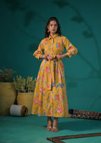 Floral Printed Shirt-Style Maxi Dress