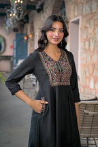 Embroidered A-Line Kurta Set