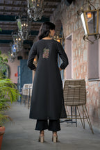 Embroidered A-Line Kurta Set