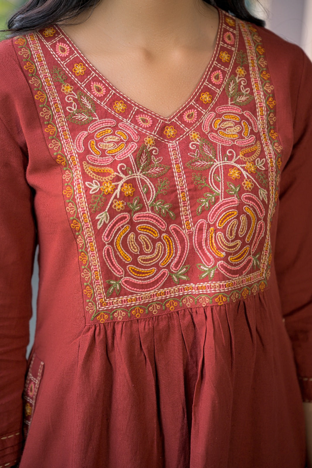 Embroidered A-Line Kurta Set