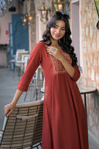 Embroidered A-Line Kurta Set