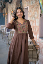 Embroidered A-Line Kurta Set