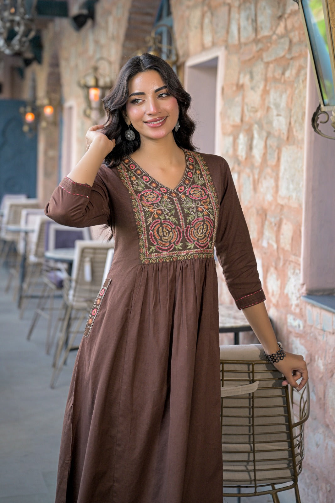 Embroidered A-Line Kurta Set