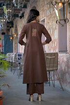 Embroidered A-Line Kurta Set