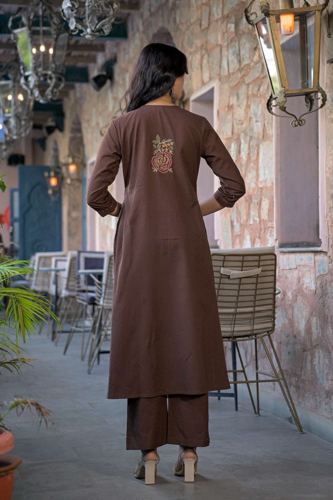 Embroidered A-Line Kurta Set