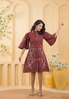 Floral Embroidered Shirt Dress