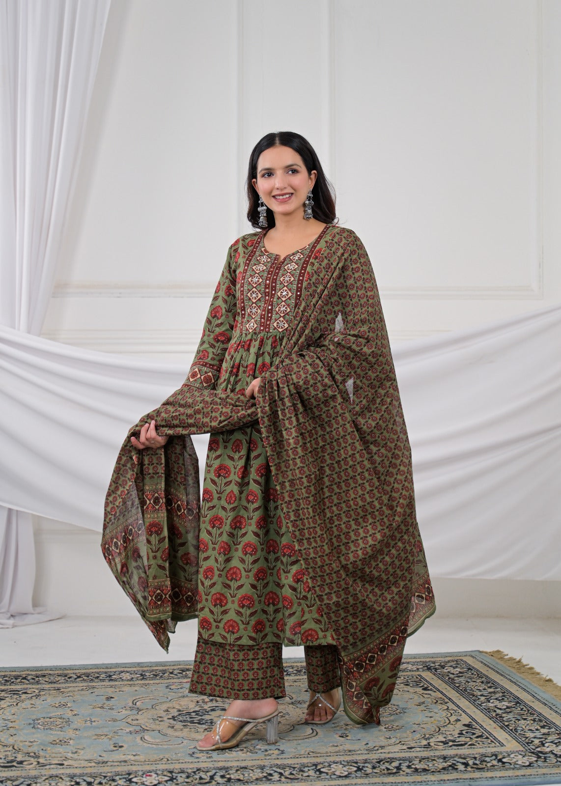 Women Yoke Embroidered 3-Piece Kurta Pant Set
