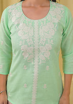 Women Chikankari Embroidered Ethnic Tunic Top