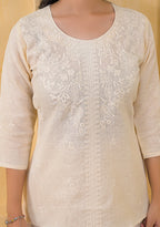 Women Chikankari Embroidered Ethnic Tunic Top