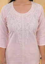Women Chikankari Embroidered Ethnic Tunic Top