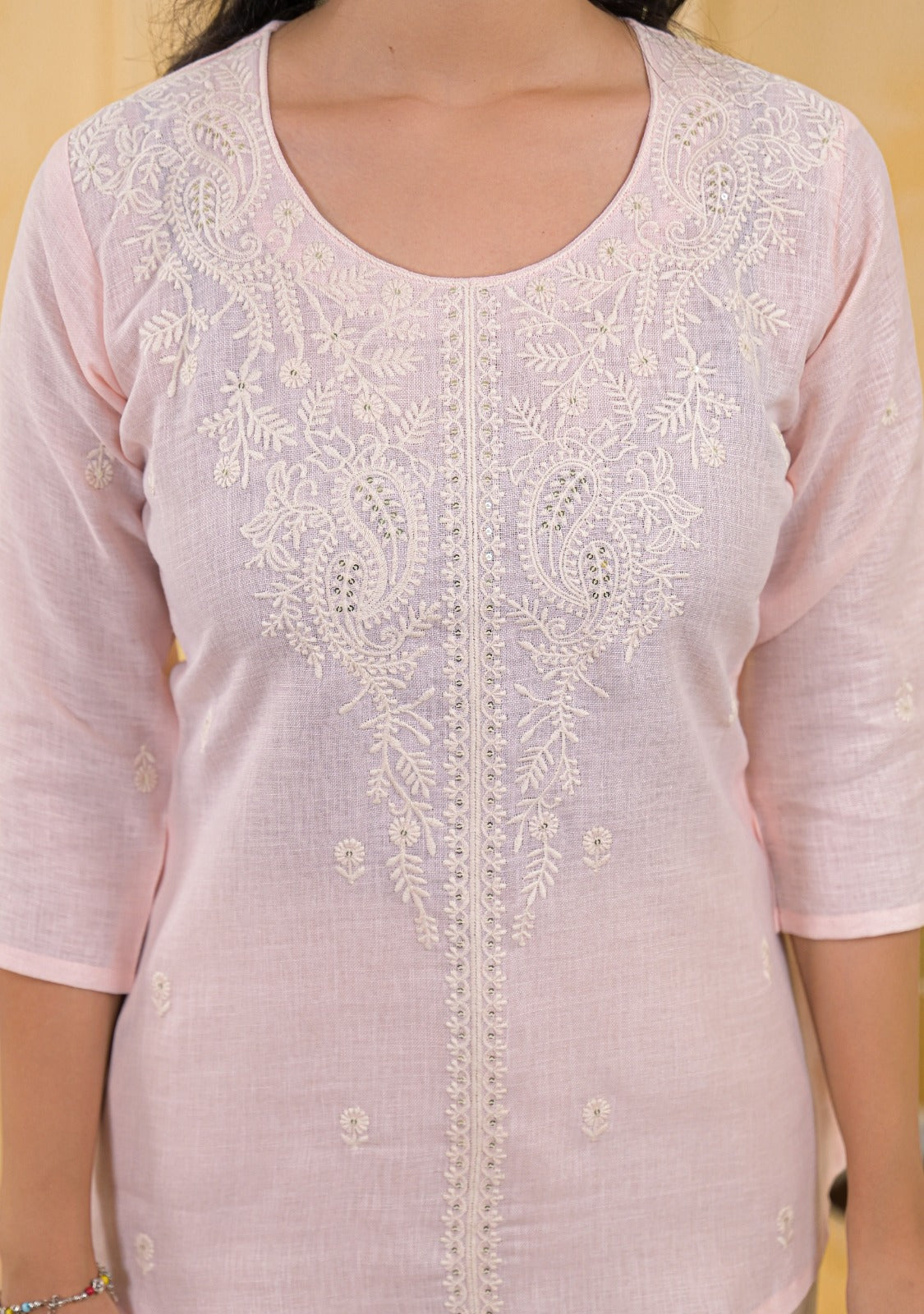Women Chikankari Embroidered Ethnic Tunic Top