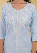 Women Chikankari Embroidered Ethnic Tunic Top