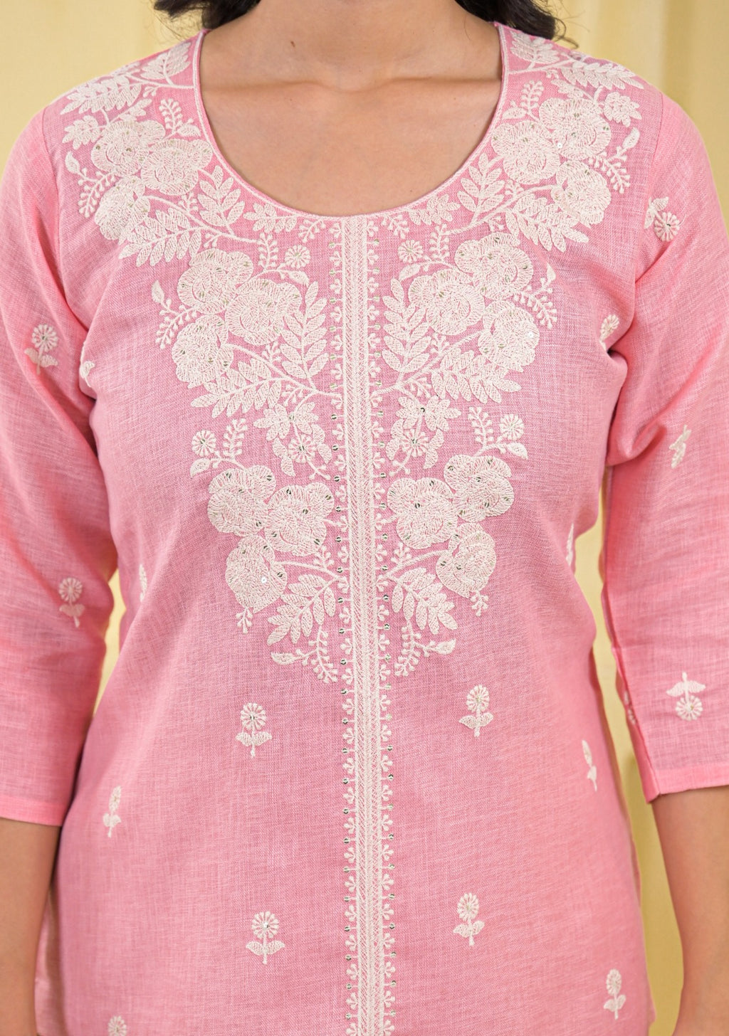 Women Chikankari Embroidered Ethnic Tunic Top